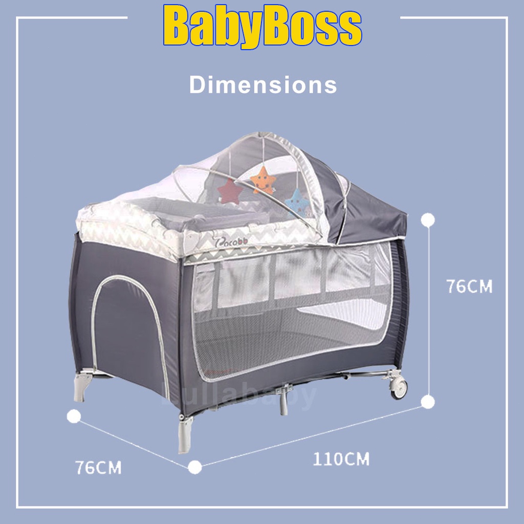 ND Tempat tidur bayi kayu box bayi Tempat Tidur bayi set lengkapbok bayi tempat tiduTempat tidur