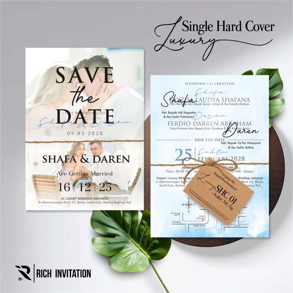 UNDANGAN HARD COVER MEWAH - UNDANGAN CUSTOM TEBAL AESTHETIC - UNDANGAN SHC KALKIR TALI TAG