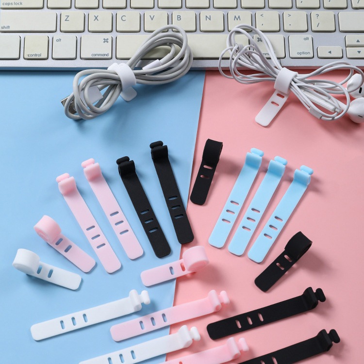 Cable Silicone Strap Silicone Cable Organizer Clips Wire Cord Winder accesories Headphone data line