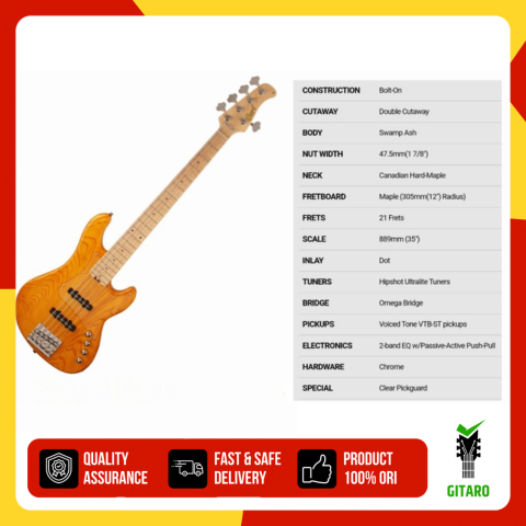 Gitar Listrik Bass Cort GB75JJ AM GB 75 JJ AM GB75 JJ AM 5 Senar