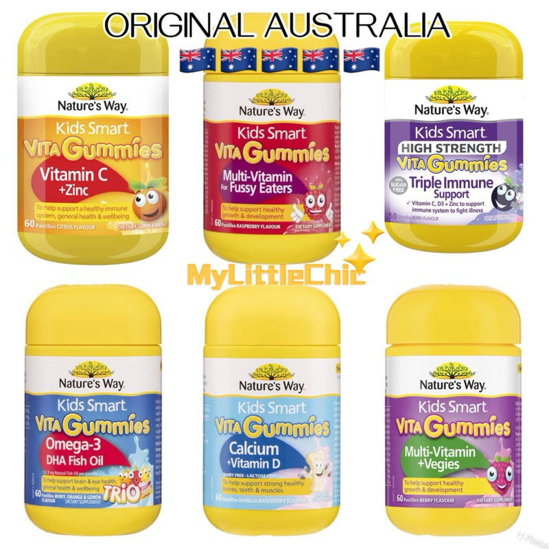 Natures Way Kids Smart Vita Gummies Multivitamin Plus / Calcium D3 / Magnesium / Omega 3 dha Trio / 