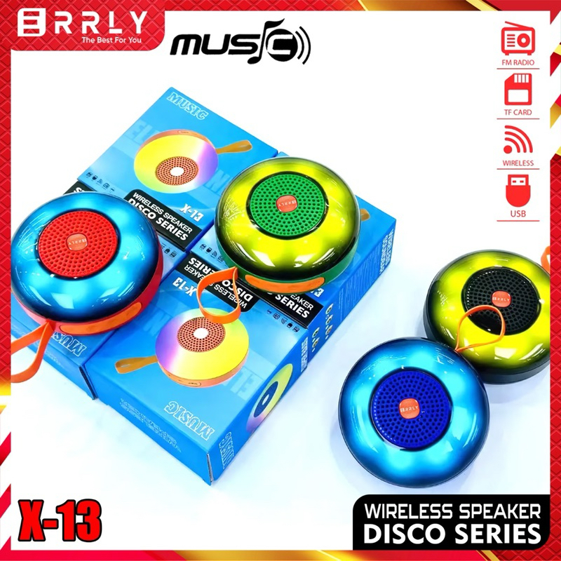 Speaker Bluetooth Portable ERRLY X13 LED RGB Light Speker Wireless Lampu Disco Bass TWS Connect
