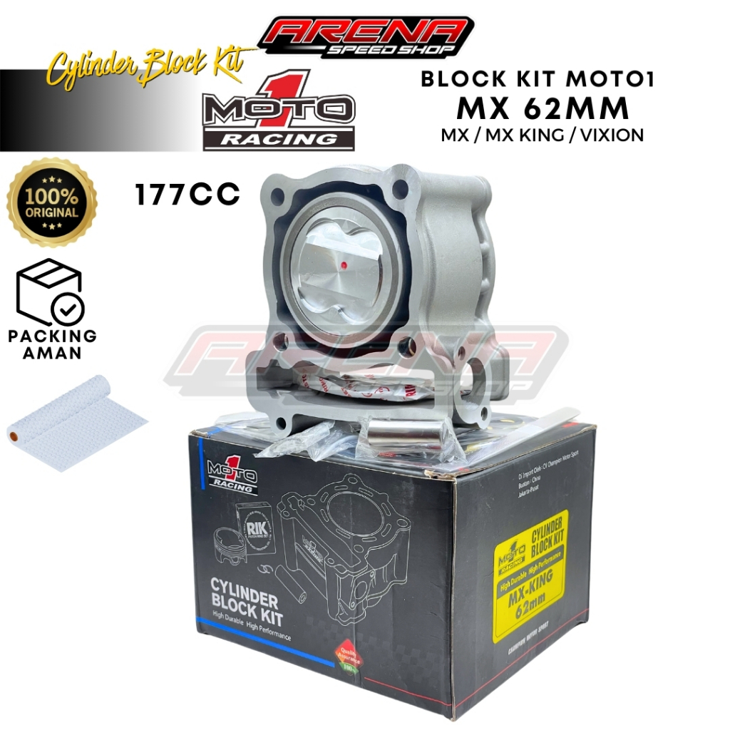 Moto1 Cylinder Block Kit 62mm MX 177 - Blok Bore Up 177cc Jupiter MX King 62 Pen 14 Original Moto1