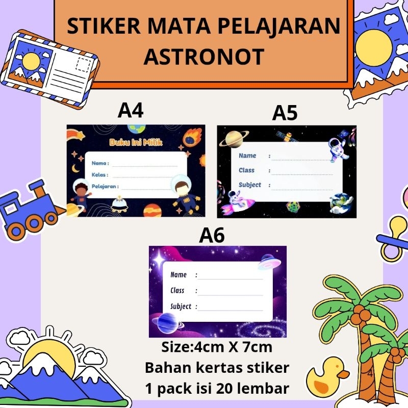 

Isi 20 lembar -Astronot -Stiker Buku - Stiker Mata Pelajaran Sekolah -Label Mata Pelajaran