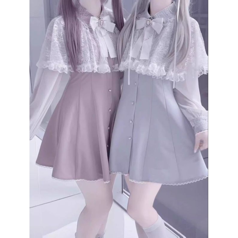 honeyL | Japanese jirai kei ryousangata tenshi kaiwai clear shawl lace dress chiffon long sleeves cu