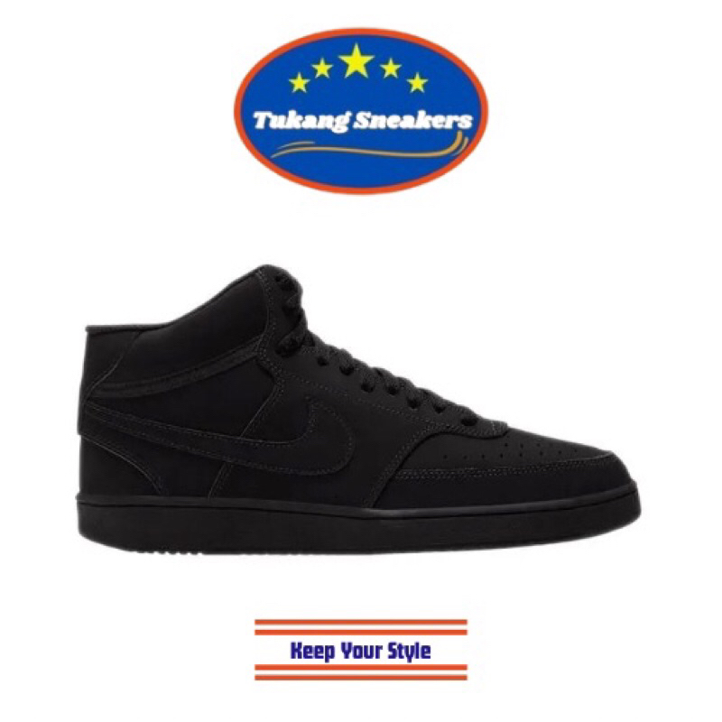 Sepatu Sneakers Pria Nike Court Vision Mid Black NIKCU6620001