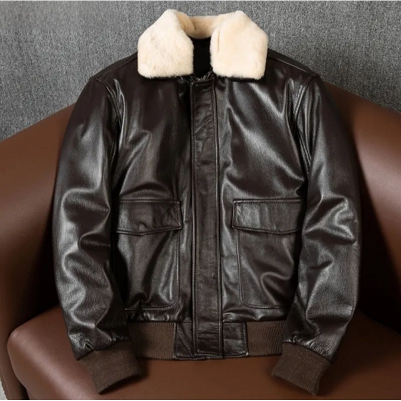 Jaket Kulit Domba Pria Vintage Winter