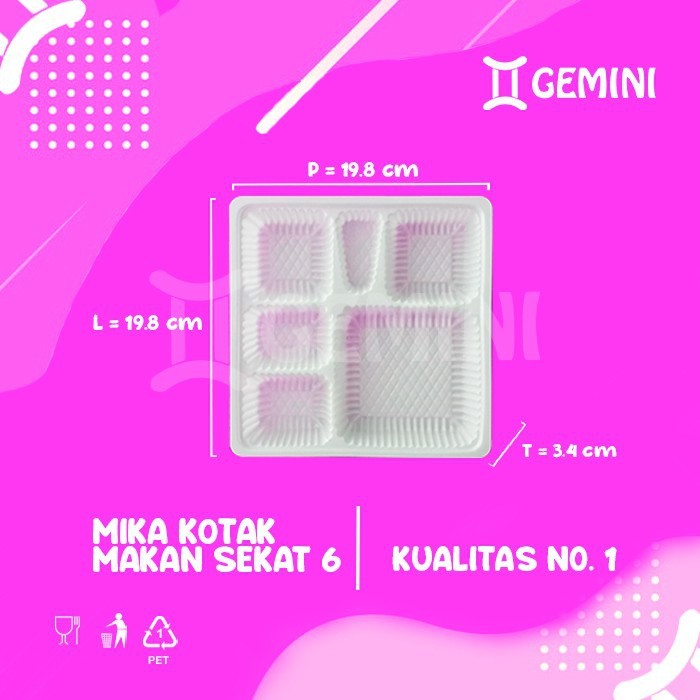 1000 Pcs - Mika Kotak Makan Putih Susu Per Dus / Mika Tempat Makan Sekat 6