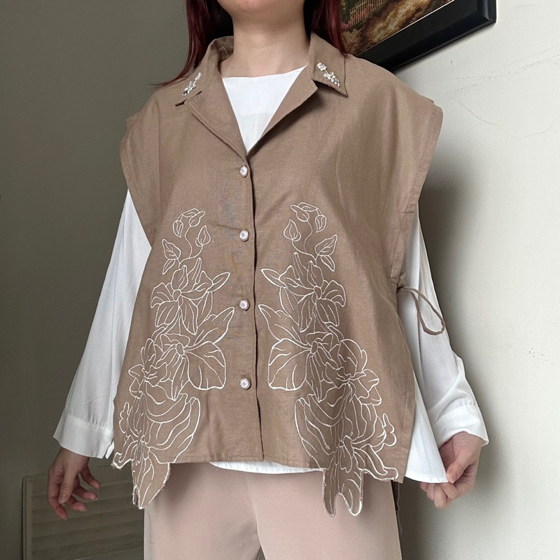 KLP Jennie Vest BKK Top HANYA VEST atasan katun Brokat bolong luaran wanita korean style by biel the