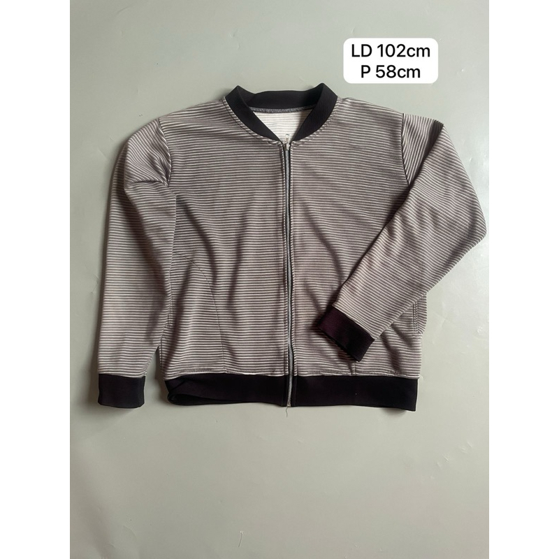 PRELOVED Jaket wanita | jaket garis | Preloved Jaket Preety Rown | preloved jaket anti uv