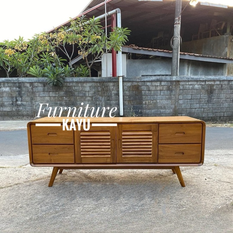 Bufet retro minimalis kayu jati, bufet tv retro minimalis kayu jati, Meja tv kayu jati, Meja tv retr