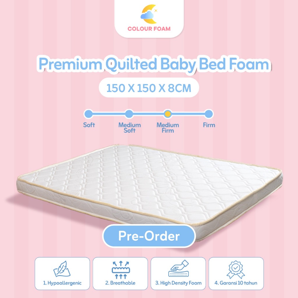 Kasur Bayi Premium Colour Foam 150x150x8 - Matras Bayi - Lumba Playground