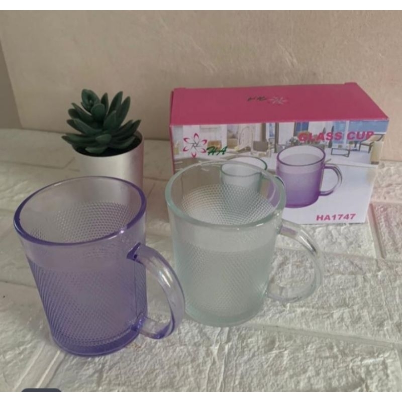 sovenir gelas kaca warna warni 2 pcs