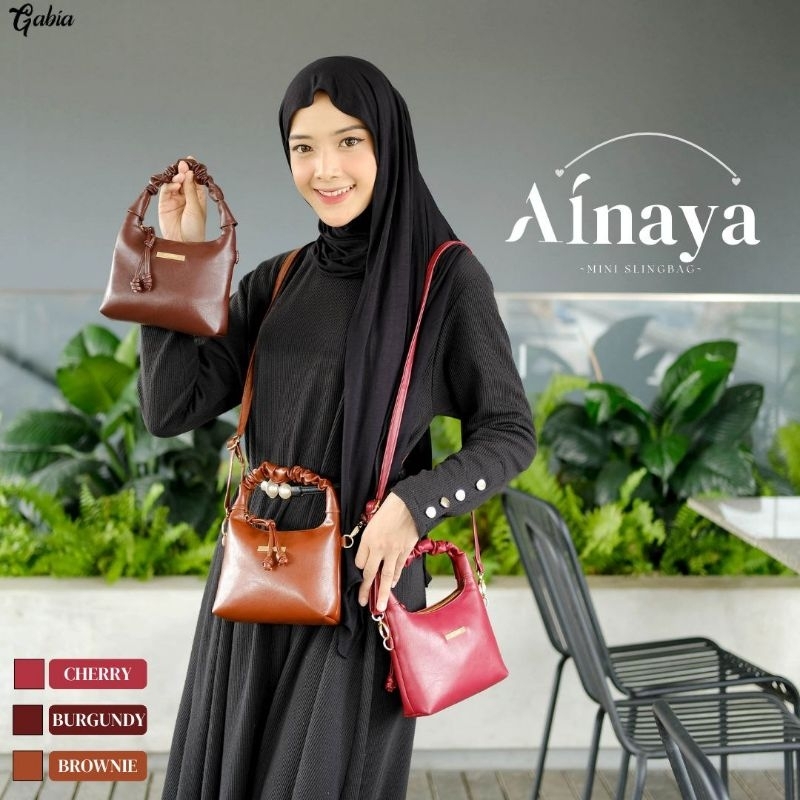 Ainaya 2in1 mini bag tas selempang wanita & jinjing / tenteng kulit sintetis By Gabia