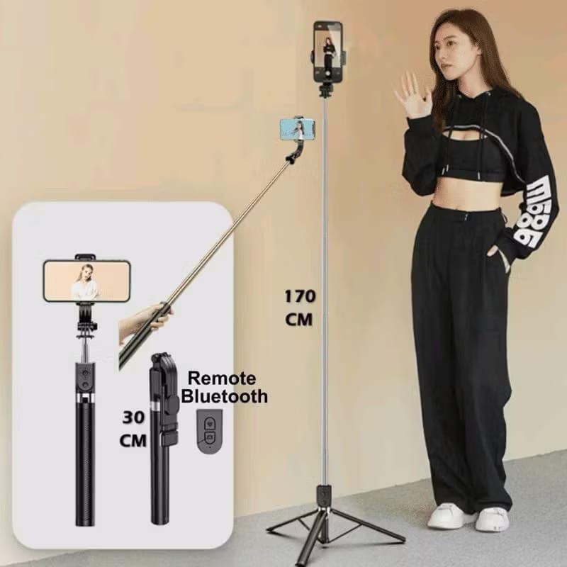 PR Tongsis Selfie Stick R1-L Tongsis Plus Remote Bluetooth Tripod 1.7 Meter