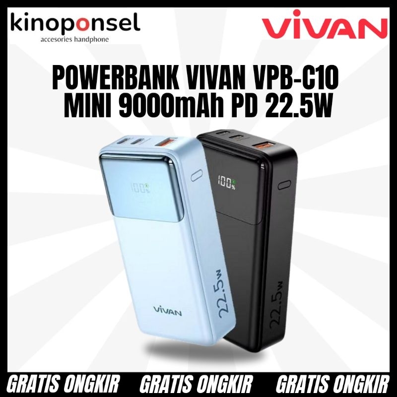 Powerbank Vivan 9000mAh VPB-C10 PD Quick Charge 22.5W LED Digital Display | Powerbank vivan Kualitas
