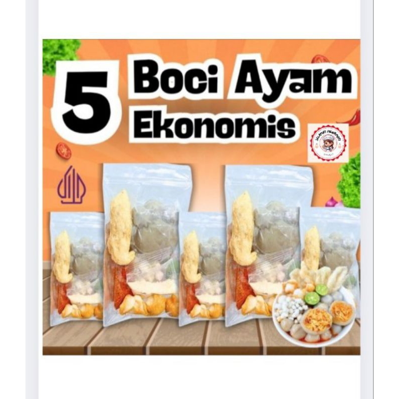 

1 Paket {5 bungkus Boci Ayam Ekonomis} Paket Lengkap Dapet 5bungkus