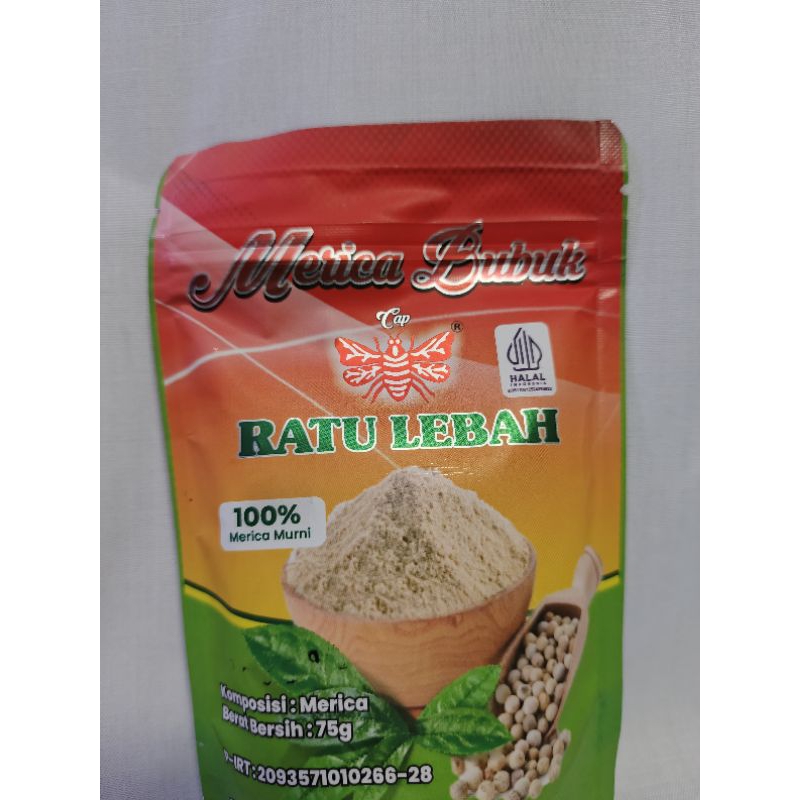 

Merica Bubuk Lada putih murni Cap Ratu Lebah kemasan75g