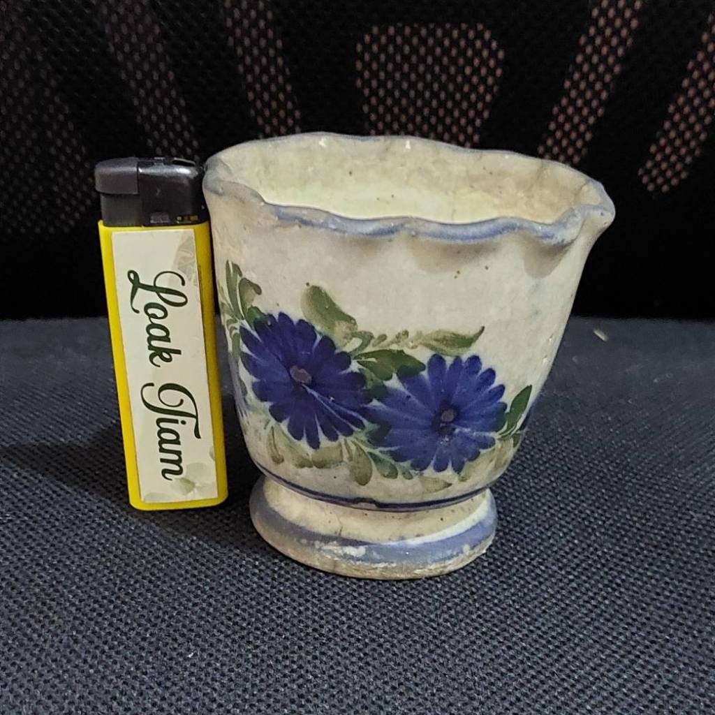 pot bonsai keramik china lawas floral lukis RAMBUT HALUS