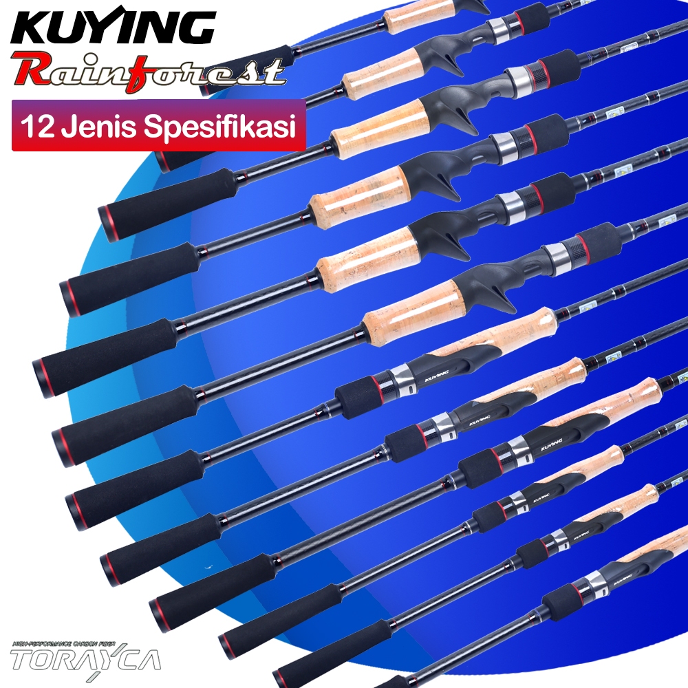 KUYING RAINFOREST Joran Spinning Casting BC Pancing Fishing Lure Rod M ML MH L Karbon Light 12 Model