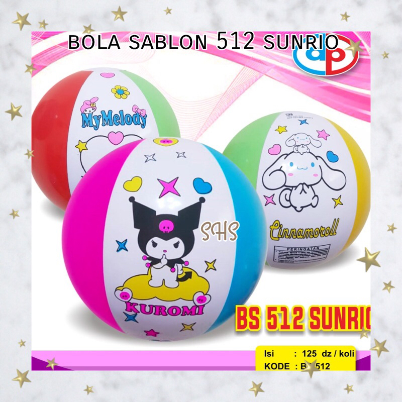 mainan bola tiup 512 sanrio hello kitty, kuromi, cinamorrol