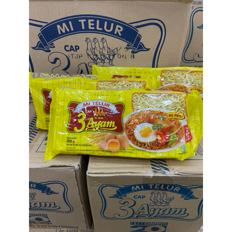 

Mie Telor Cap 3 ayam super kuning 200g kemasan 1 dus