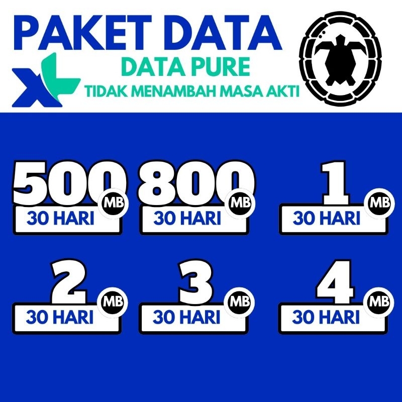 PAKET DATA KUOTA INJEKSI MURAH XL DATA PURE 30 HARI 24 JAM FULL NASIONAL