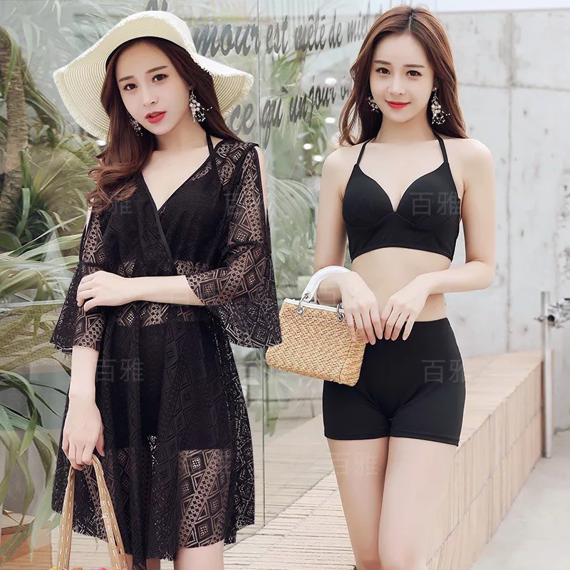 3 in 1 Bikini Satu Set Isi 3 /  Baju Renang Dengan Model Three-Piece Dengan Gaun Renda Yang Indah Sw