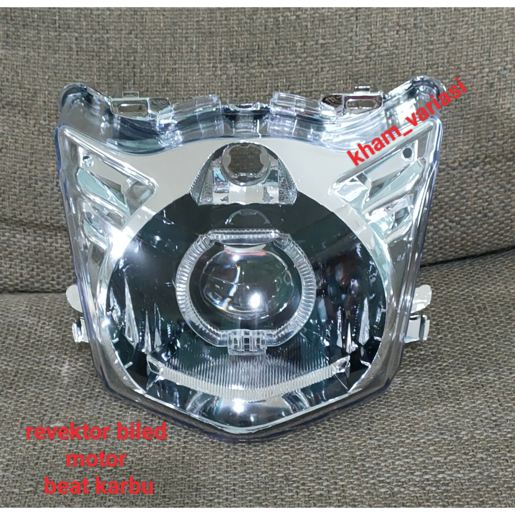 revektor lampu depan Biled motor beat karbu mika bening 1set revektor+lampu projie biled