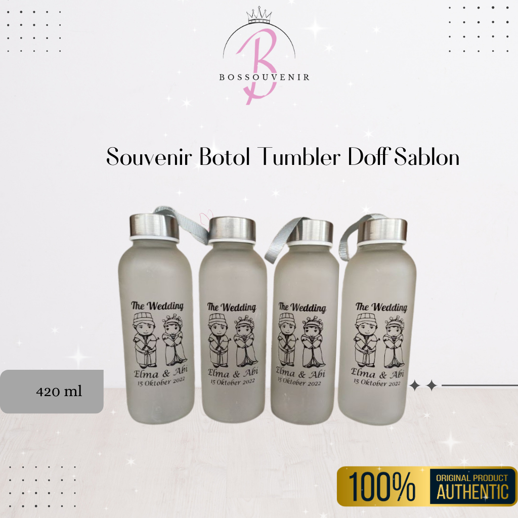 Souvenir Botol Tumbler Doff sablon, souvenir botol kaca doff, souvenir botol tumbler