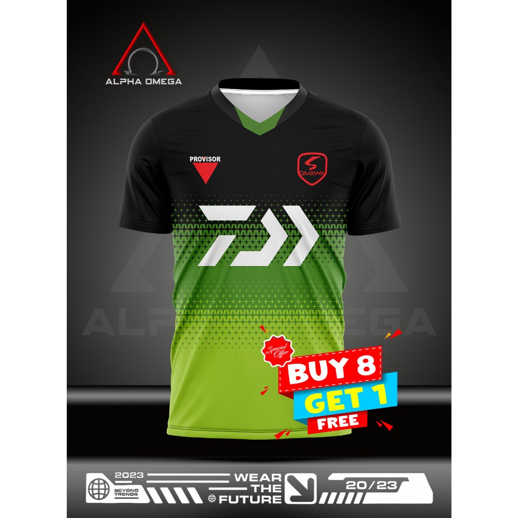 JERSEY ANGLER KAOS MANCING TOMAN FISHING CASTINGER STRIKE PREMIUM LIMITED ALPHA OMEGA BLACK GREEN