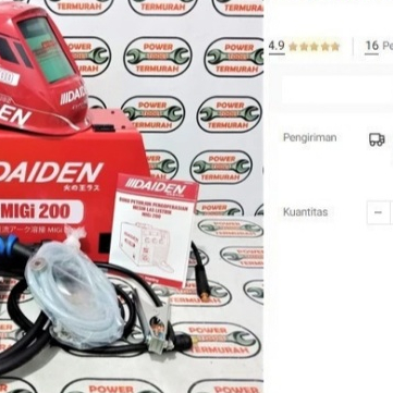 

DAIDEN Mesin Las MIG 200 Tanpa Gas CO2 Gasless MIG200 Trafo Travo MIGi