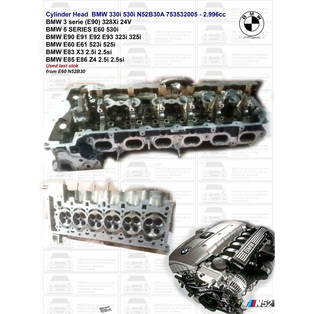 Cylinder Head BMW 330i 530i E90 E60 N52B30A 753532005 - 2.996cc E83 X3 2.5i 2.5si