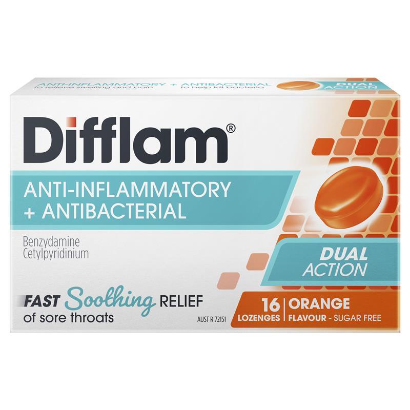 

Difflam Sore Throat Sugar Free Orange 16 Lozenges Australia