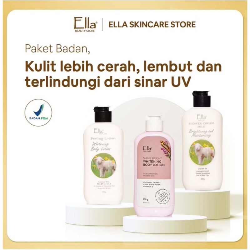 Paket body whitening pearl mutiara ella skincare (gl, gs, ori)