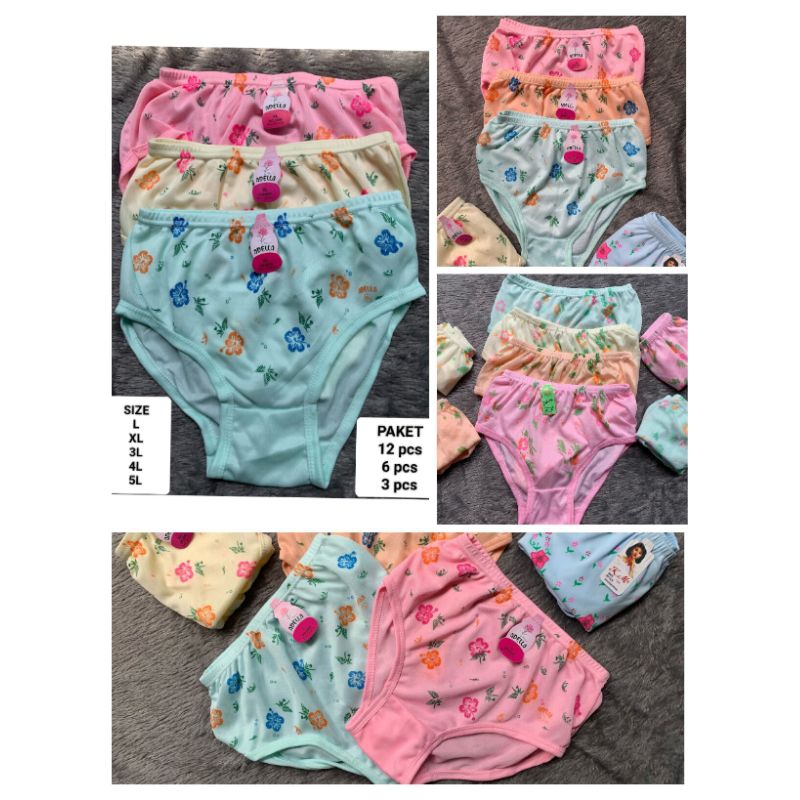 TERMURAH CELANA DALAM WANITA JUMBO MOTIF BUNGA SET  12 PCS - 6PCS - 3PCS CD WANITA ORIN JUMBO