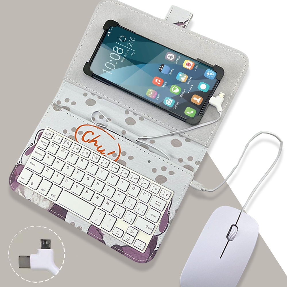 Mini Umum Kabel Ponsel Keyboard untuk Ponsel Tablet Android Sarung Keyboard Case Cover untuk Tablet 