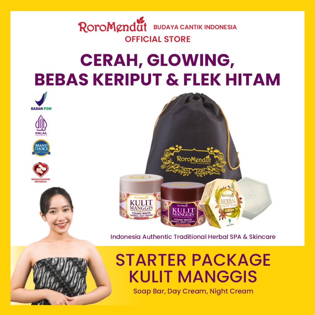 [FORMULA BARU] RORO MENDUT Starter Kulit Manggis Anti Aging Whitening |BPOM HALAL Paket Skincare Kri