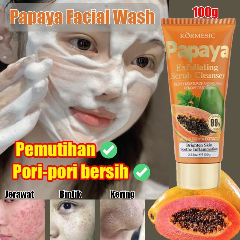 Papaya facial wash Pemutih Penghilang Flek Hitam Pembersih Wajah Pemutih Wajah Jerawat Tungau Pember