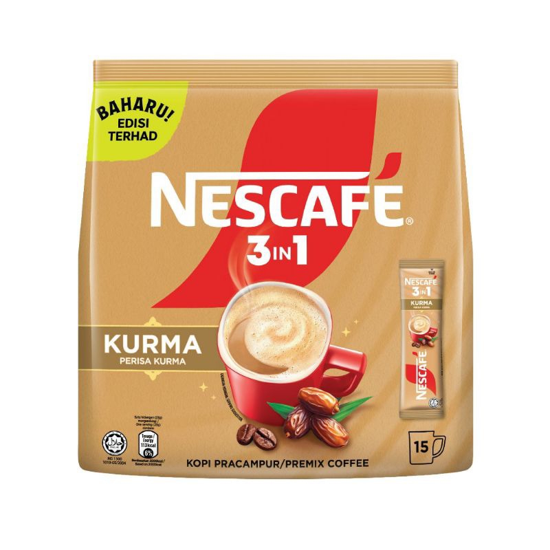 

Nescafe 3in1 Kurma 23g x 15 sachets / Nescafe Malaysia