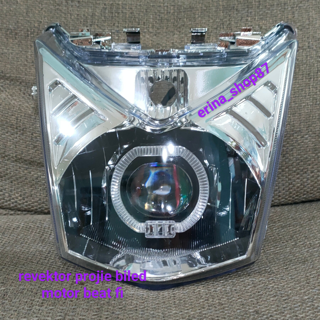 revektor lampu depan Biled motor BEAT FI 1 set revektor + lampu biled MIKA LAMPU BENING