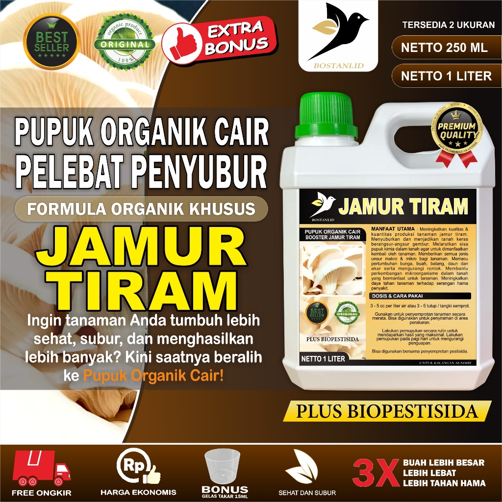Pupuk Organik Cair Jamur Tiram / Booster Jamur Tiram / Pupuk Penyubur Jamur Tiram Cair  / Nutrisi Ja