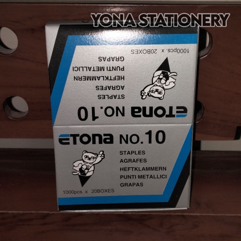 

Isi Staples Etona No.10 | 1 Pak: 20 Kotak Kecil | 1000 pcs x 20 Boxes