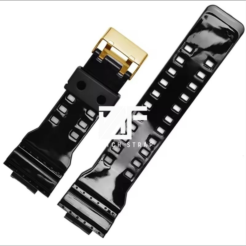 DAF Watch Strap HITAM GLOSY BUCKLE GOLD KWALITAS ORIGINAL Strap tali jam tangan Rubber / silikon  as
