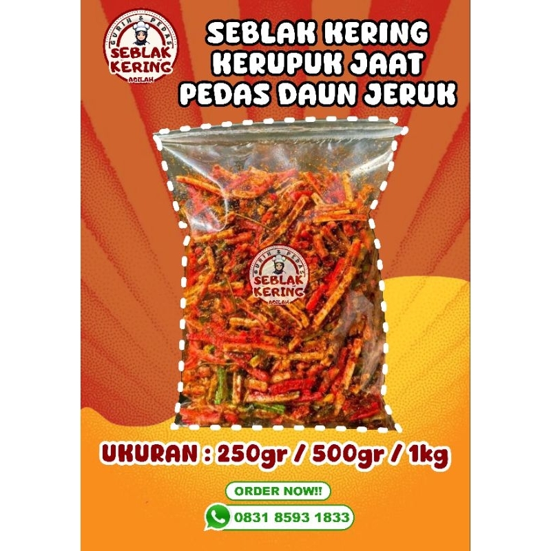 

KERUPUK JAAT PEDAS EXTRA DAUN JERUK SEBLAK KERING ENAK GURIH NIKMAT