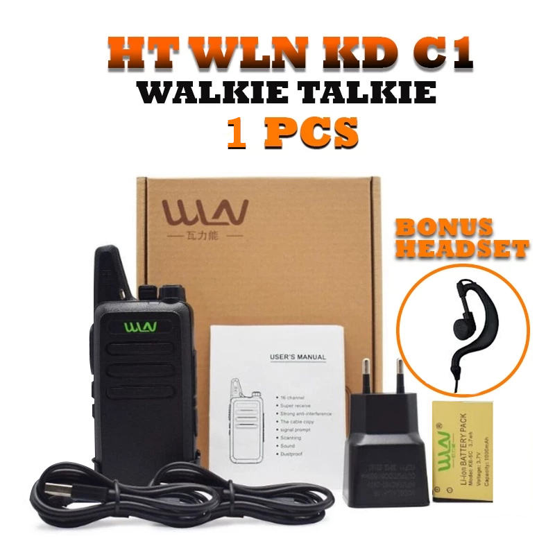 HT WLN Walkie Talkie Jarak Jauh 35kmMax HT Wlan UHF 2 Units Handy Talky Waterproof Portable With