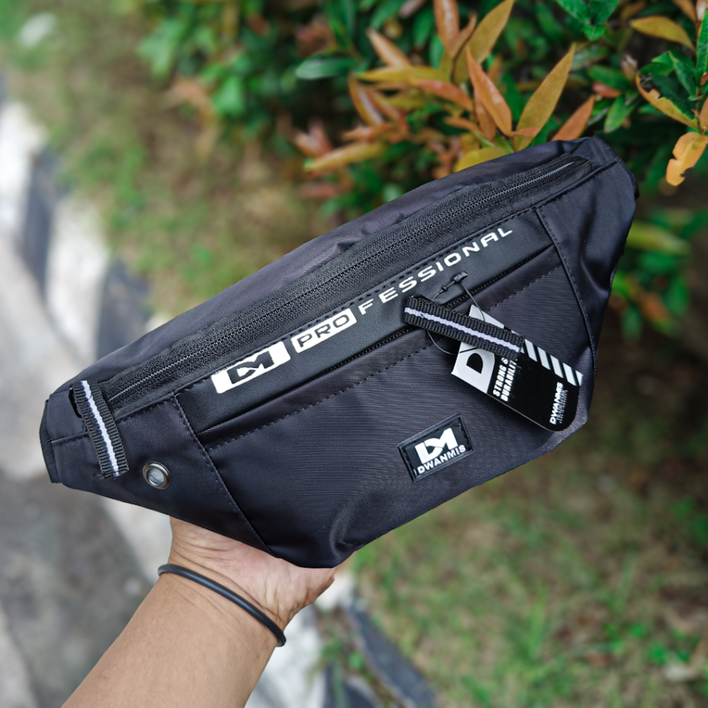TAS SELEMPANG PRIA ORIGINAL DM | TAS WAISTBAG PRIA DISTRO TAS SELEMPANG WATERPROFF