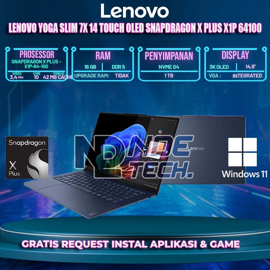 LENOVO YOGA SLIM 7X 14 TOUCH OLED SNAPDRAGON X PLUS X1P 64100