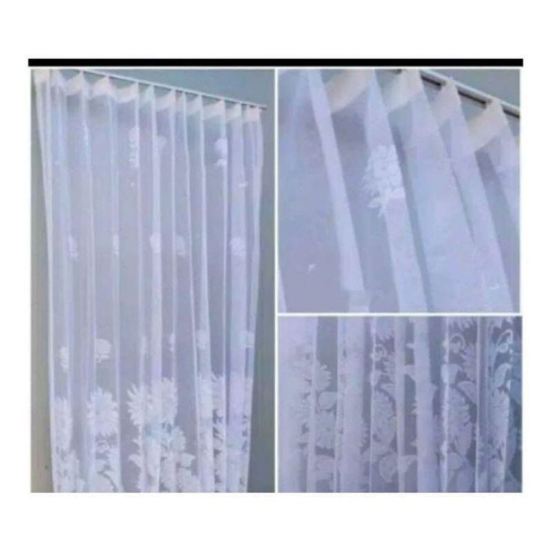 Gorden Vitrase bunga matahari putih furing gorden Daleman Gorden