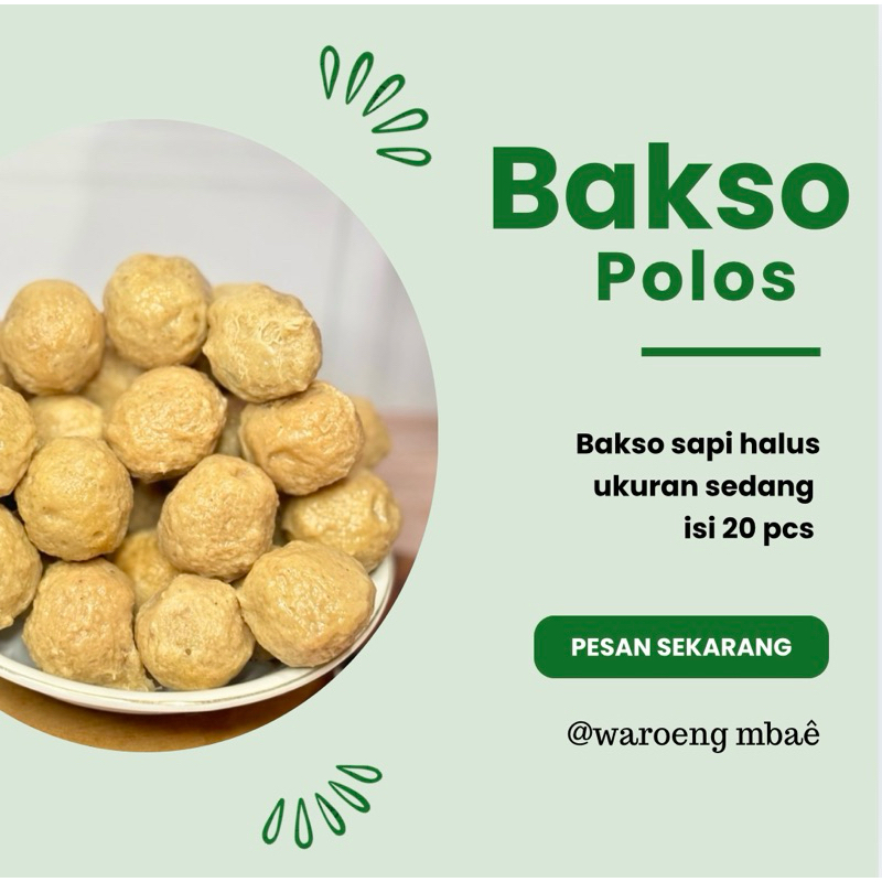 

Bakso Sapi Polos Sedang Isi 20 Butir, Homemade tidak menggunakan bahan berbahaya, halal, kenyal.
